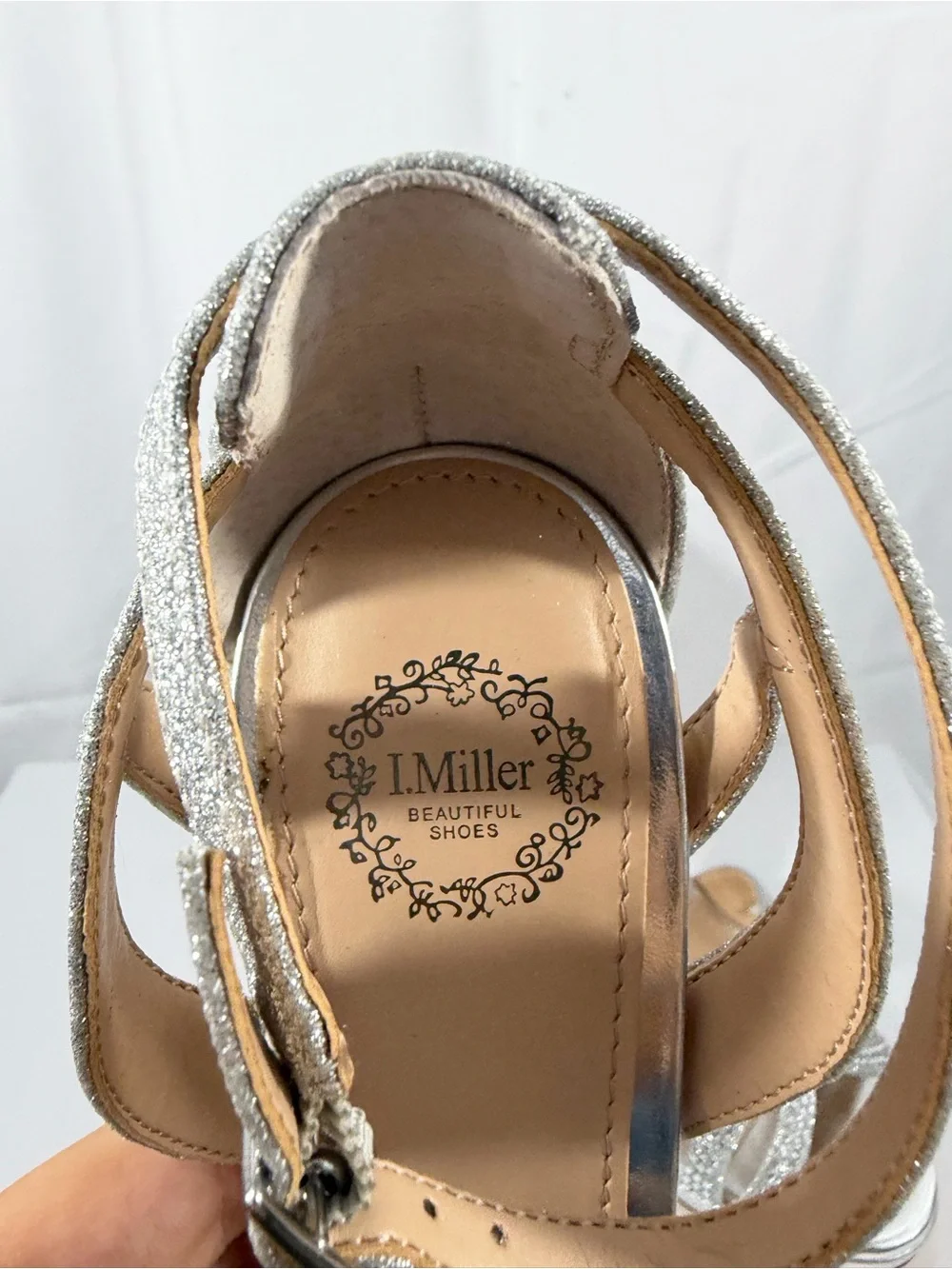 NWT I. Miller Women’s Size 6.5 Silver Glitter Strappy High Heel Sandals